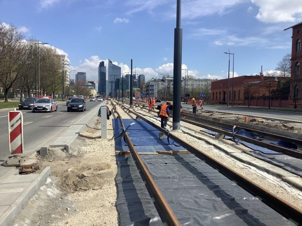 Budowa torowiska na ulicy Kasprzaka przed Bema  Fot. Tramwaje Warszawskie