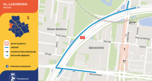 Ulica Lazurowa - plan objazdów Fot. Infoulice Warszawa