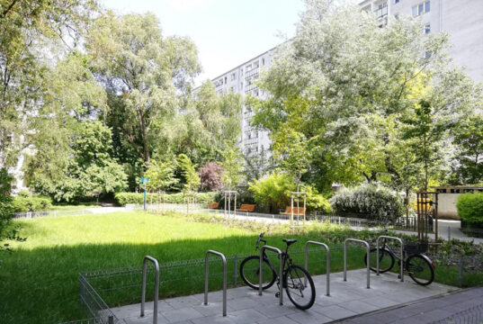 Podwórko przy ul. Anielewicza po rozbetonowaniu Fot. ZGN Śródmieście