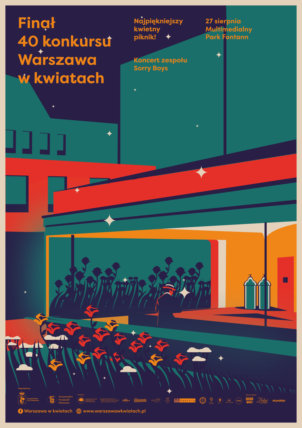 Plakat finał konkursu Warszawa w kwiatach 2023