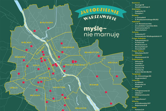 Mapa warszawskich jadłodzielni