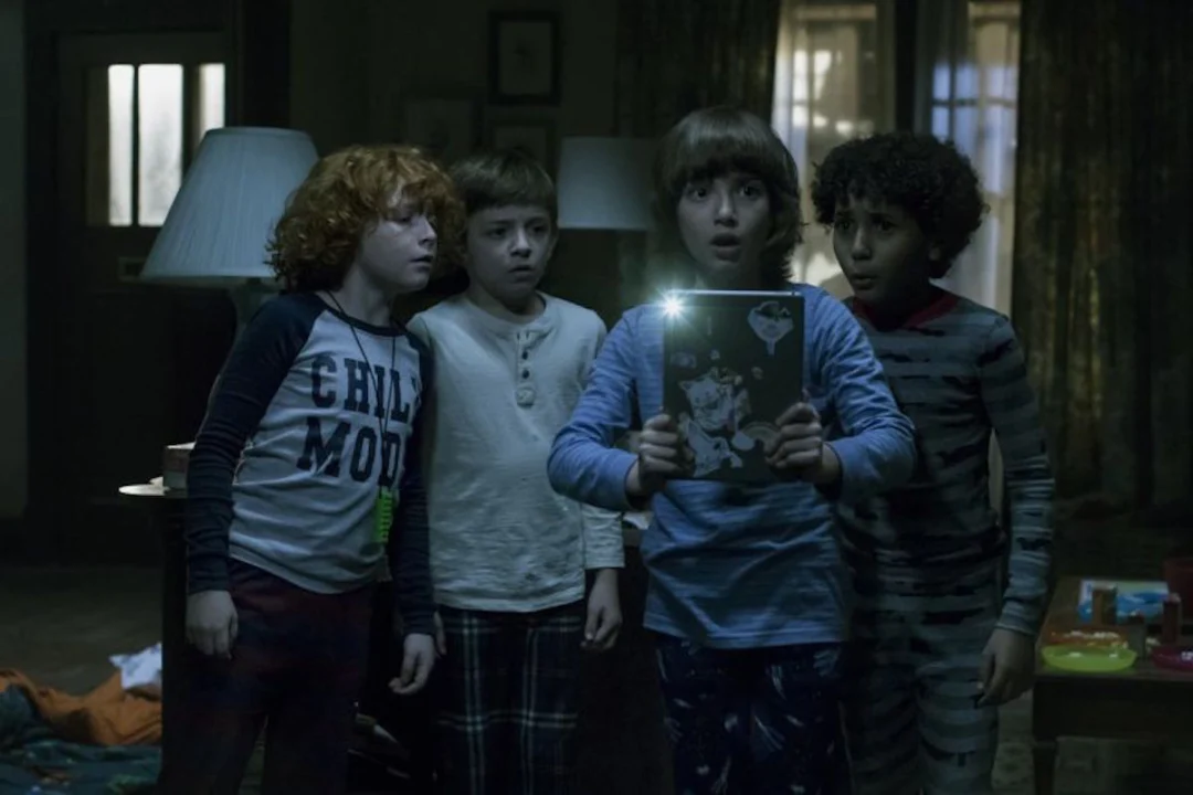(L to R) Gavin Maciver-Wright as "Zach", Winslow Fegley as "Byron", Azhy Robertson as "Oliver", and Jayden Marine as "Mateo" in writer/director Jacob Chase's COME PLAY.
Credit : Jasper Savage / Amblin Partners / Focus Features